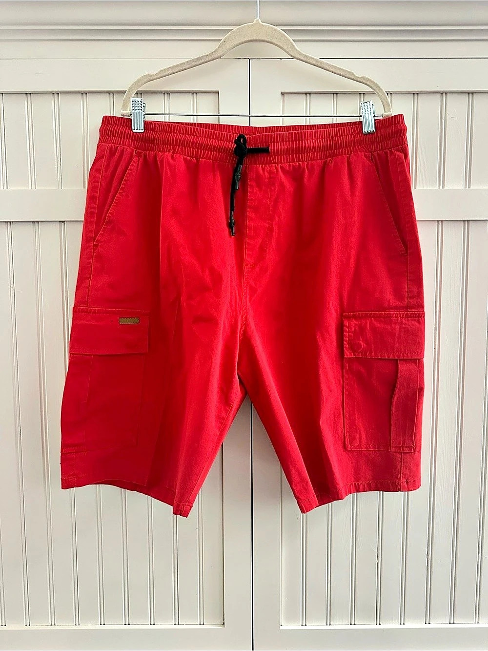 JMIERR Men's Casual Cotton Twill Cargo Shorts Red Size 40